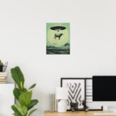 Cow Abduction Print Retro UFO Poster Alien Wall Ar ポスター (ホームオフィス)