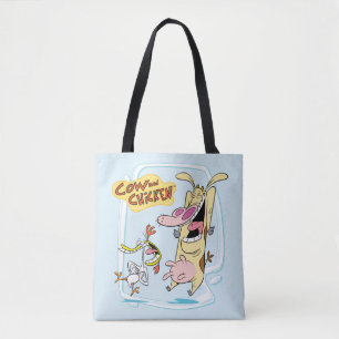 Cow and Chicken Laughing Graphic トートバッグ