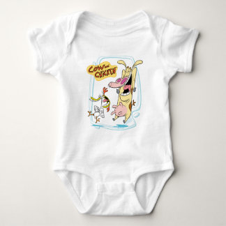 Cow and Chicken Laughing Graphic ベビーボディスーツ