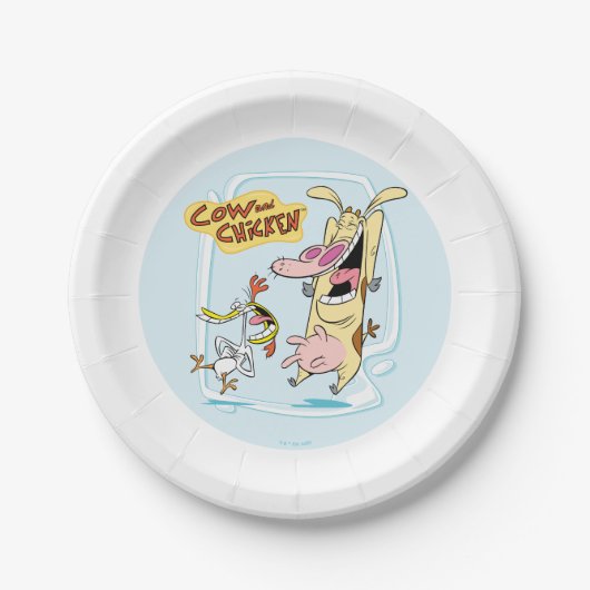 Cow and Chicken Laughing Graphic ペーパープレート (正面)