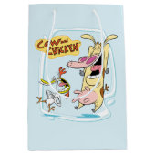 Cow and Chicken Laughing Graphic ミディアムペーパーバッグ (正面)