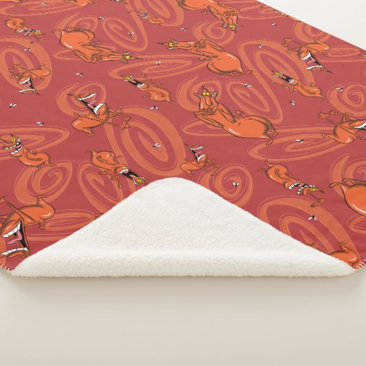 Cow and Chicken Red Guy Pattern シェルパブランケット (3/4)