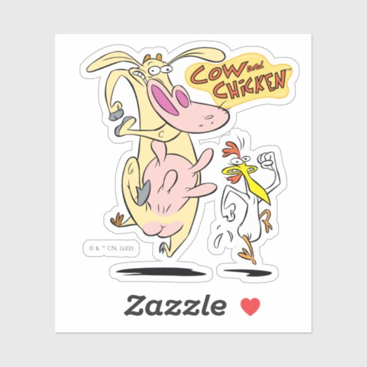 Cow and Chicken Running Graphic シール (シート)