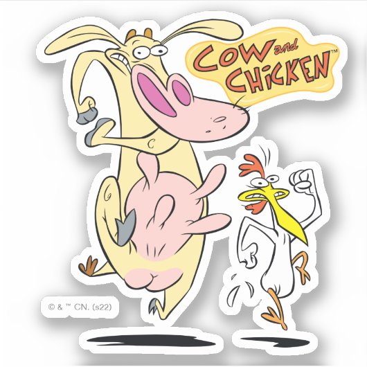 Cow and Chicken Running Graphic シール (正面)