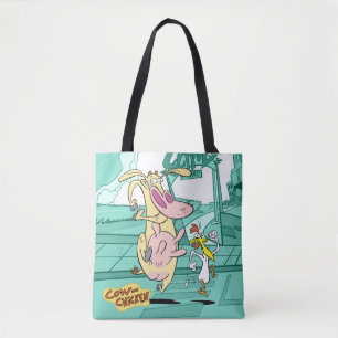 Cow and Chicken Running Graphic トートバッグ