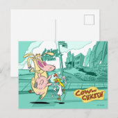 Cow and Chicken Running Graphic ポストカード (正面/裏面)