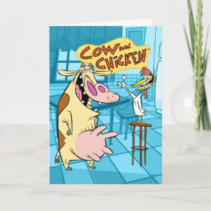 Cow and Chicken Smiling Graphic カード