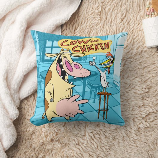 Cow and Chicken Smiling Graphic クッション (ブランケット)
