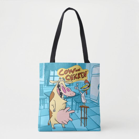 Cow and Chicken Smiling Graphic トートバッグ (正面)