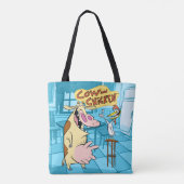 Cow and Chicken Smiling Graphic トートバッグ (裏面)