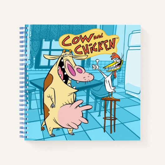 Cow and Chicken Smiling Graphic ノートブック (正面)