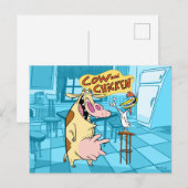 Cow and Chicken Smiling Graphic ポストカード (正面/裏面)