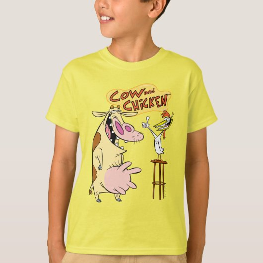 Cow and Chicken Smiling Graphic Tシャツ (正面)