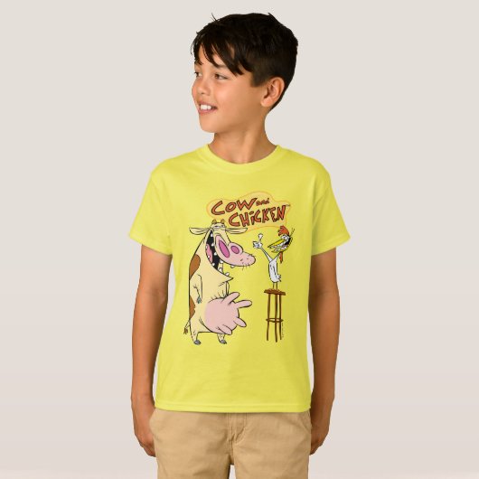 Cow and Chicken Smiling Graphic Tシャツ (正面フル)