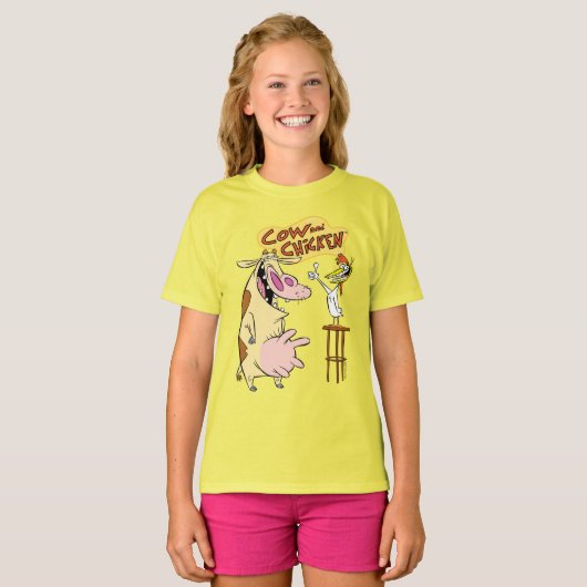 Cow and Chicken Smiling Graphic Tシャツ (正面フル)