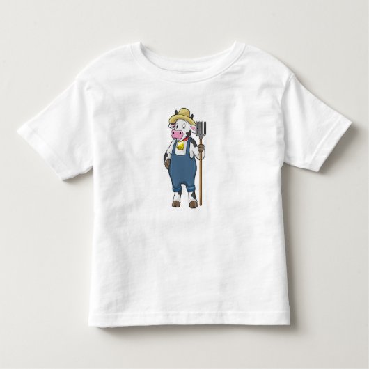 Cow as Farmer with Pitchfork トドラーTシャツ (正面)