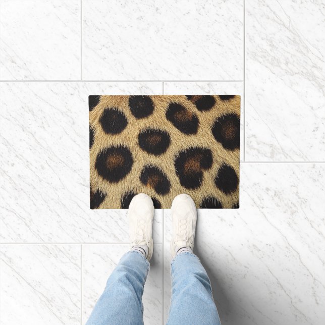 Cow Black White Spots Fur ドアマット (室内)