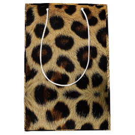 Cow Black White Spots Fur ミディアムペーパーバッグ