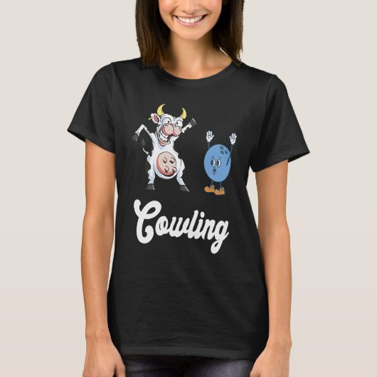 Cow Bowler Bowling Pin Funny Bowling Strike Bowlin Tシャツ (正面)