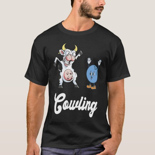 Cow Bowler Bowling Pin Funny Bowling Strike Bowlin Tシャツ (正面)