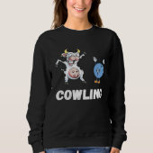 Cow Bowling Ball Bowler Strike Bowling Pin Funny B スウェットシャツ (正面)