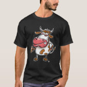Cow Bull With Coffee Cup Tシャツ (正面)