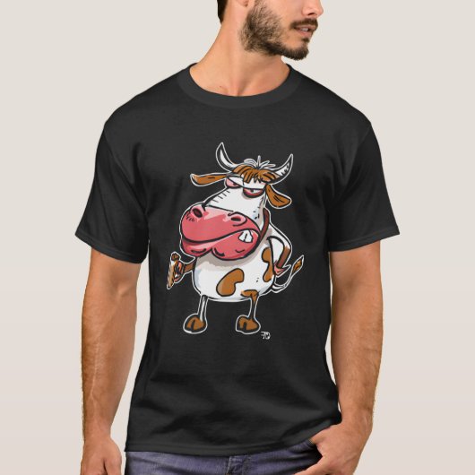 Cow Bull With Coffee Cup Tシャツ (正面)