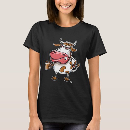 Cow Bull With Coffee Cup Tシャツ (正面)