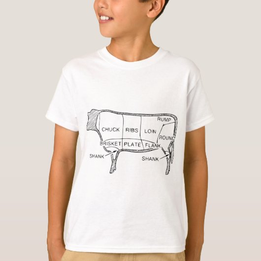 Cow Butcher Chart (2) Tシャツ (正面)