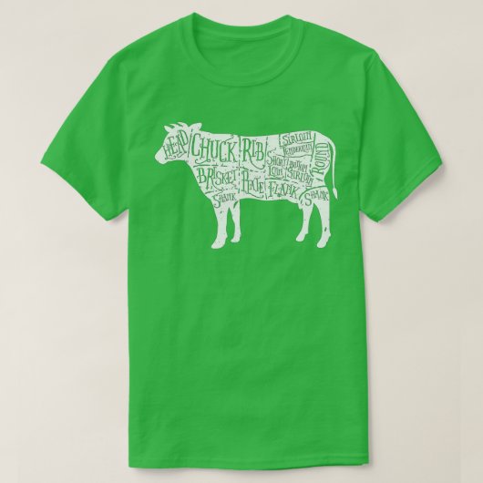 Cow Butcher s - Beef Cuts Diagram  Tシャツ (デザイン正面)