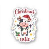 Cow Christmas Cutie Cows Christmas T-Shirt (7) シール (正面)