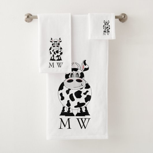 Cow Design Monogrammed バスタオルセット (インサイチュ)