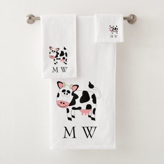 Cow Design Monogrammed バスタオルセット (インサイチュ)