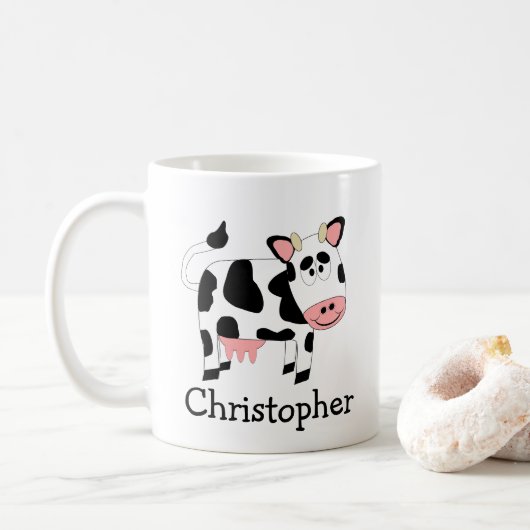 Cow Design Personalised コーヒーマグカップ (ドーナツ)