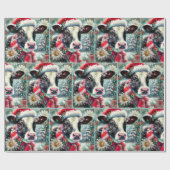Cow Dreaming of Warmer Times Floral Decoupage ラッピングペーパー (フラット)