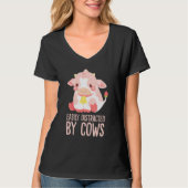 Cow  Easily Distracted By Cows World Farm Animals  Tシャツ (正面)
