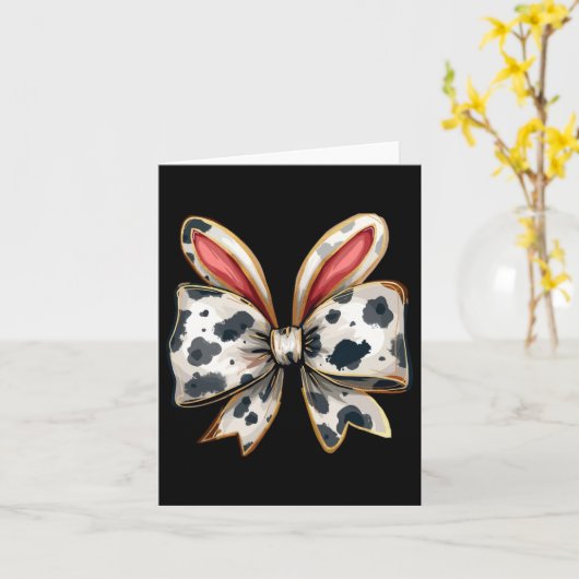 Cow Easter Bunny Ears Sticker  カード (黄色い花)