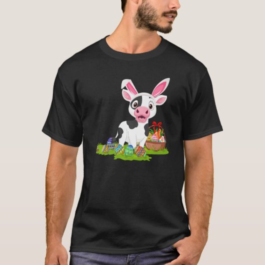 Cow Easter Egg Hunting Bunny Cow Easter Sunday  Tシャツ (正面)