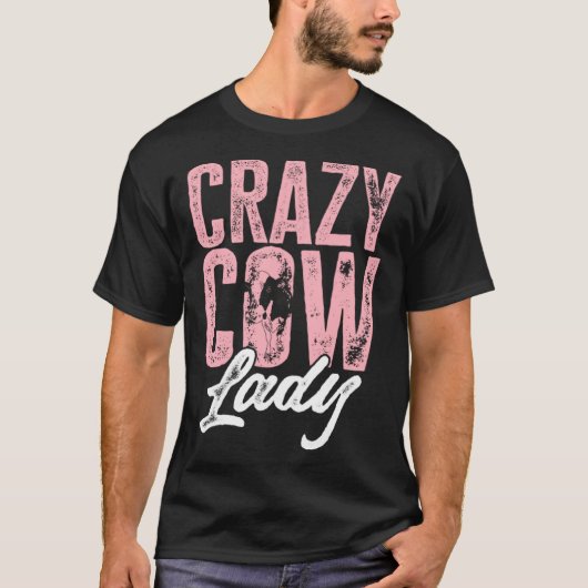Cow Farm Animals Crazy Cow Lady Tシャツ (正面)