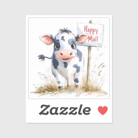Cow, Happy Mail, Sticker シール (シート)