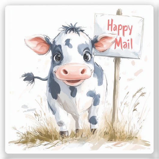 Cow, Happy Mail, Sticker シール (正面)