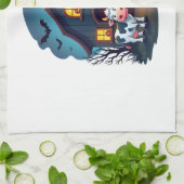 Cow & Haunted Barn キッチンタオル (折り畳み)