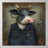 Cow in Couture - Funny cow in a costume ポスター (正面)