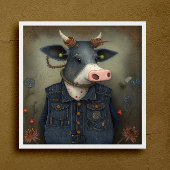 Cow in Couture - Funny cow in a costume ポスター