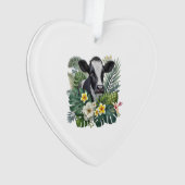 Cow in Floral Jungle Png, Tropical Cow オーナメント (正面)