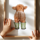 Cow in Sage Green Boots Poster Kids Room Decor ポスター