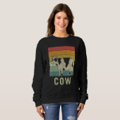 Cow  Men Women Cow Retro スウェットシャツ (正面フル)