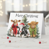 Cow Merry Christmas Calf Babies カード