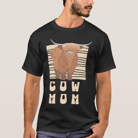 Cow Mom  Farmer Scottish Highland Cows Cowgirl Boy Tシャツ (正面)
