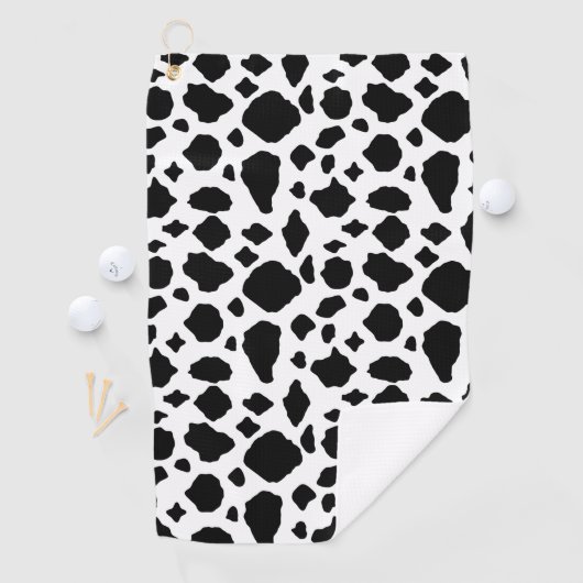 Cow Pattern Animal Print Black and White ゴルフタオル (インサイチュ)